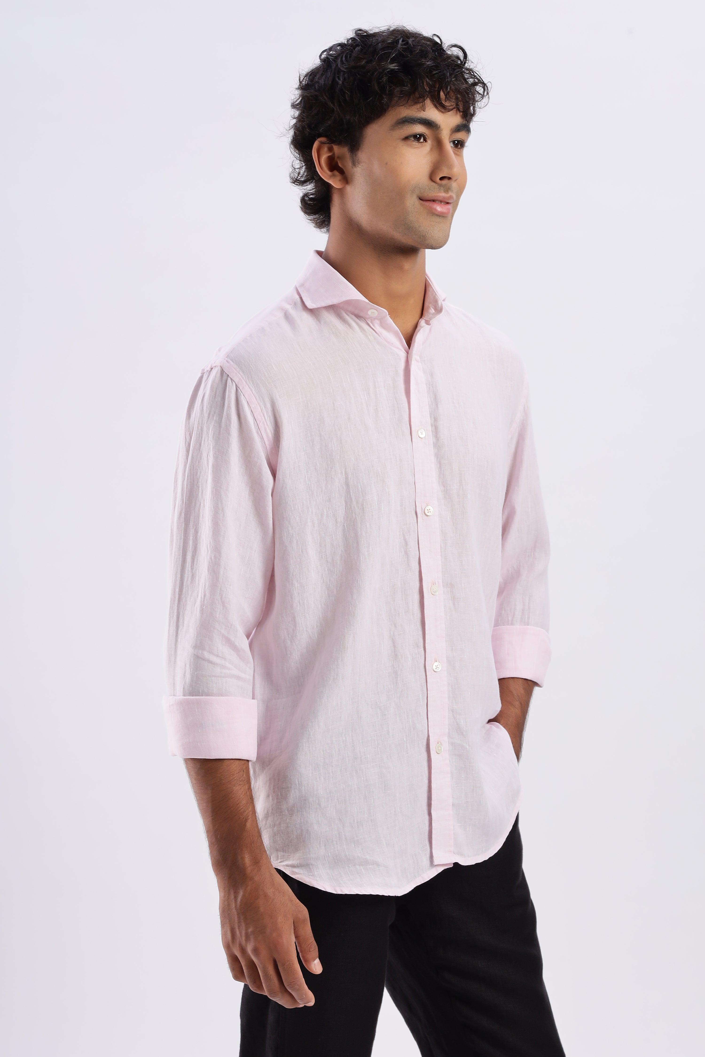 Pink/ ಗುಲಾಬಿ Linen Shirt