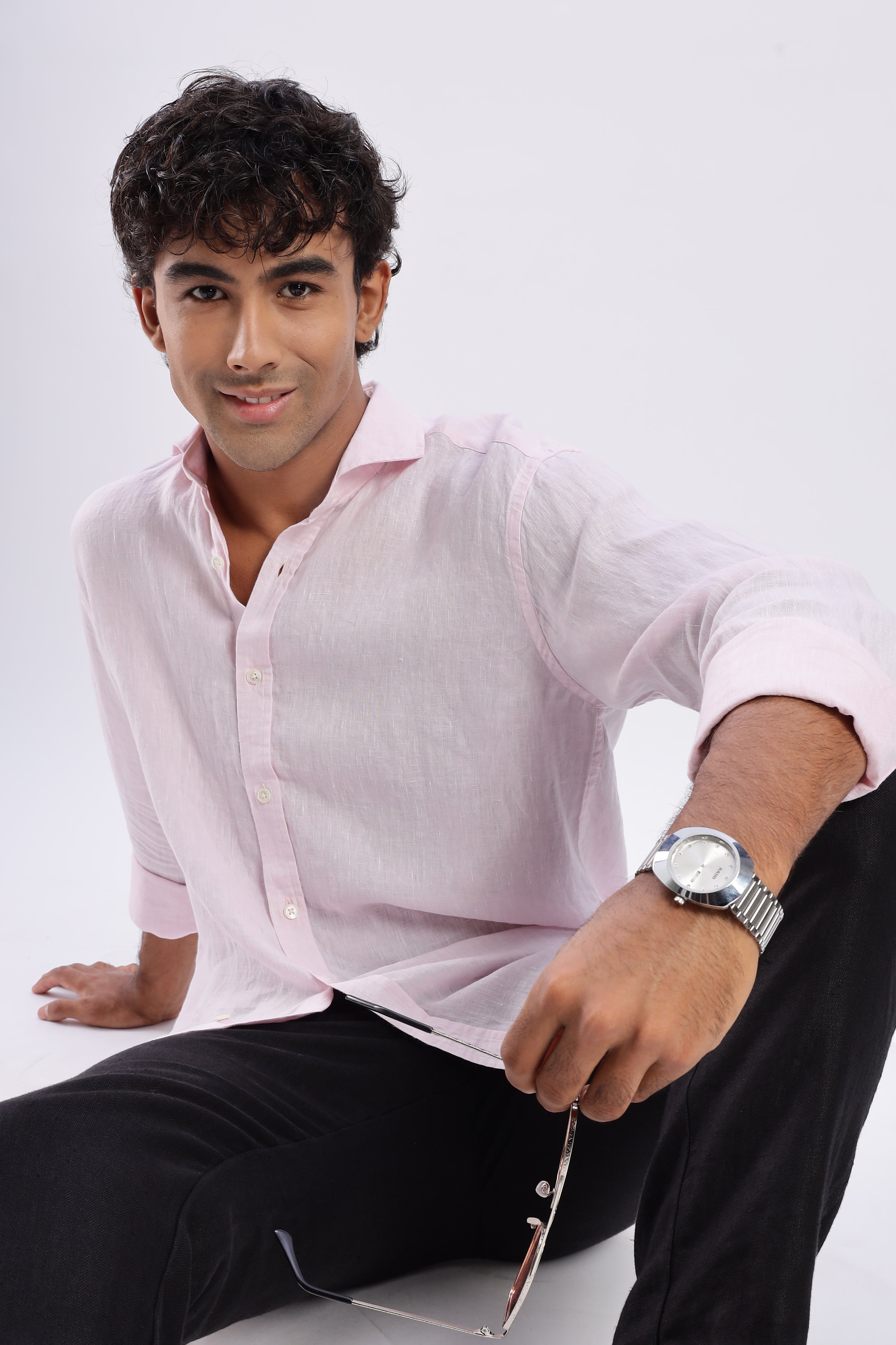 Pink/ ಗುಲಾಬಿ Linen Shirt