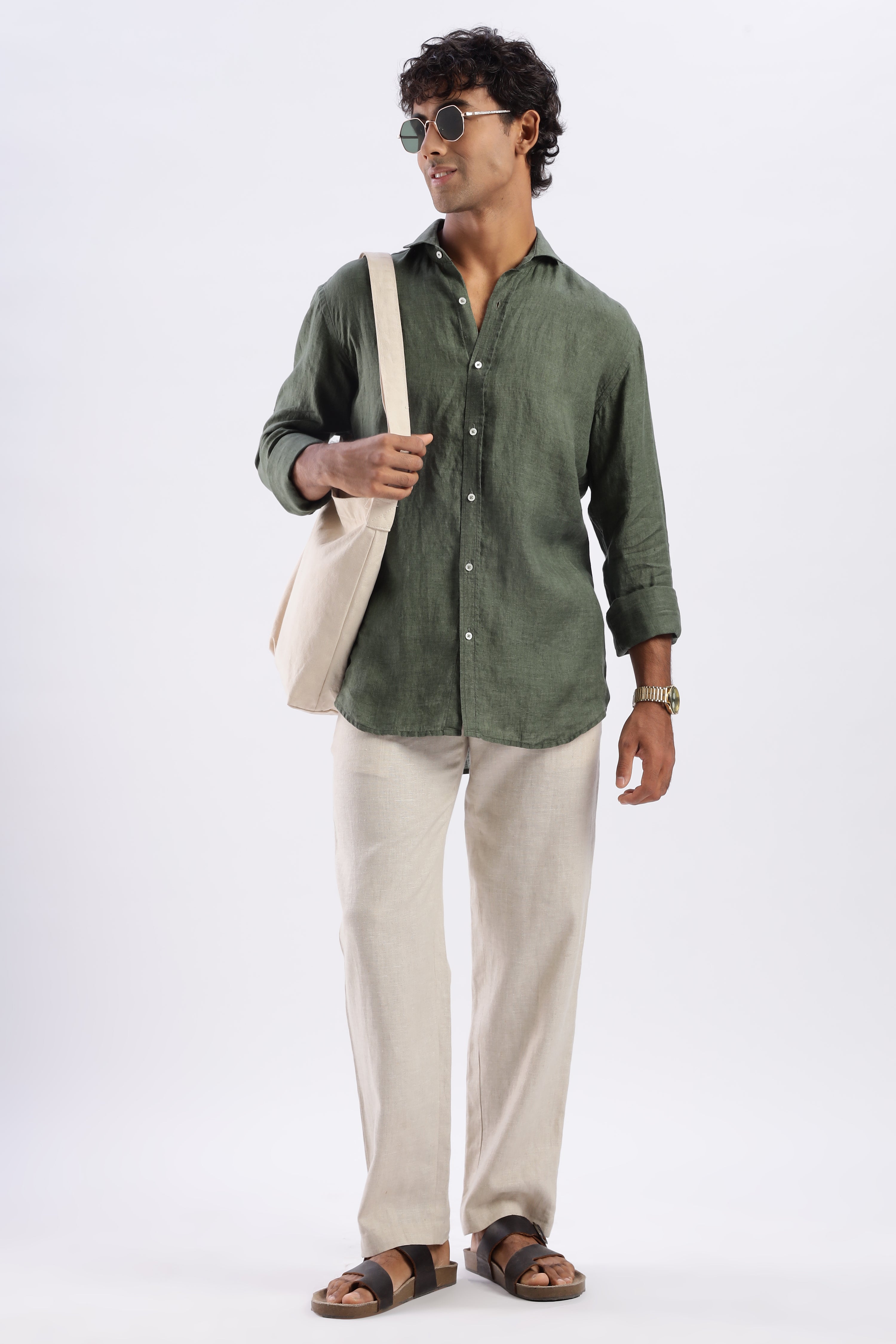 Green/ ಹಸಿರು Linen Shirt