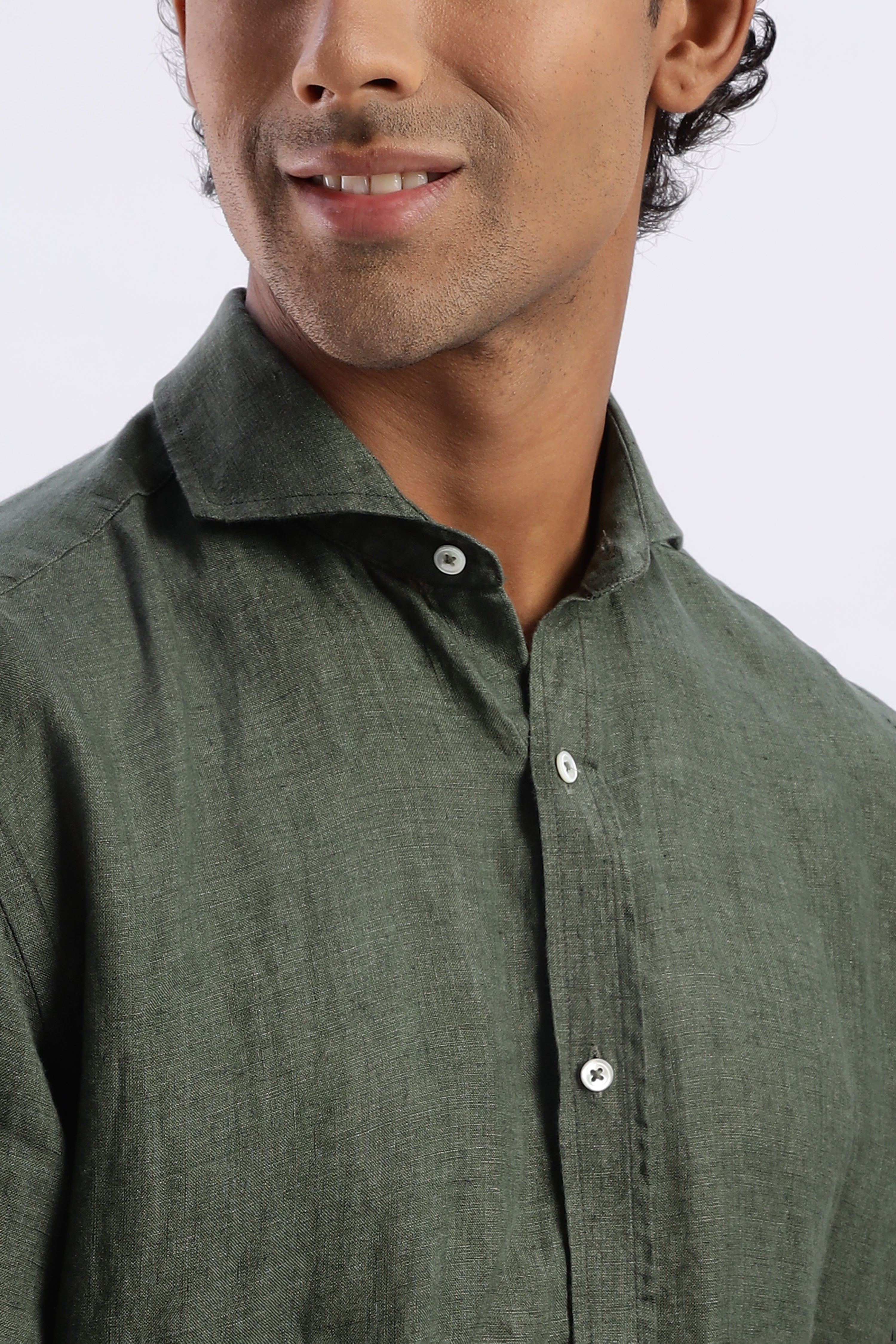 Green/ ಹಸಿರು Linen Shirt