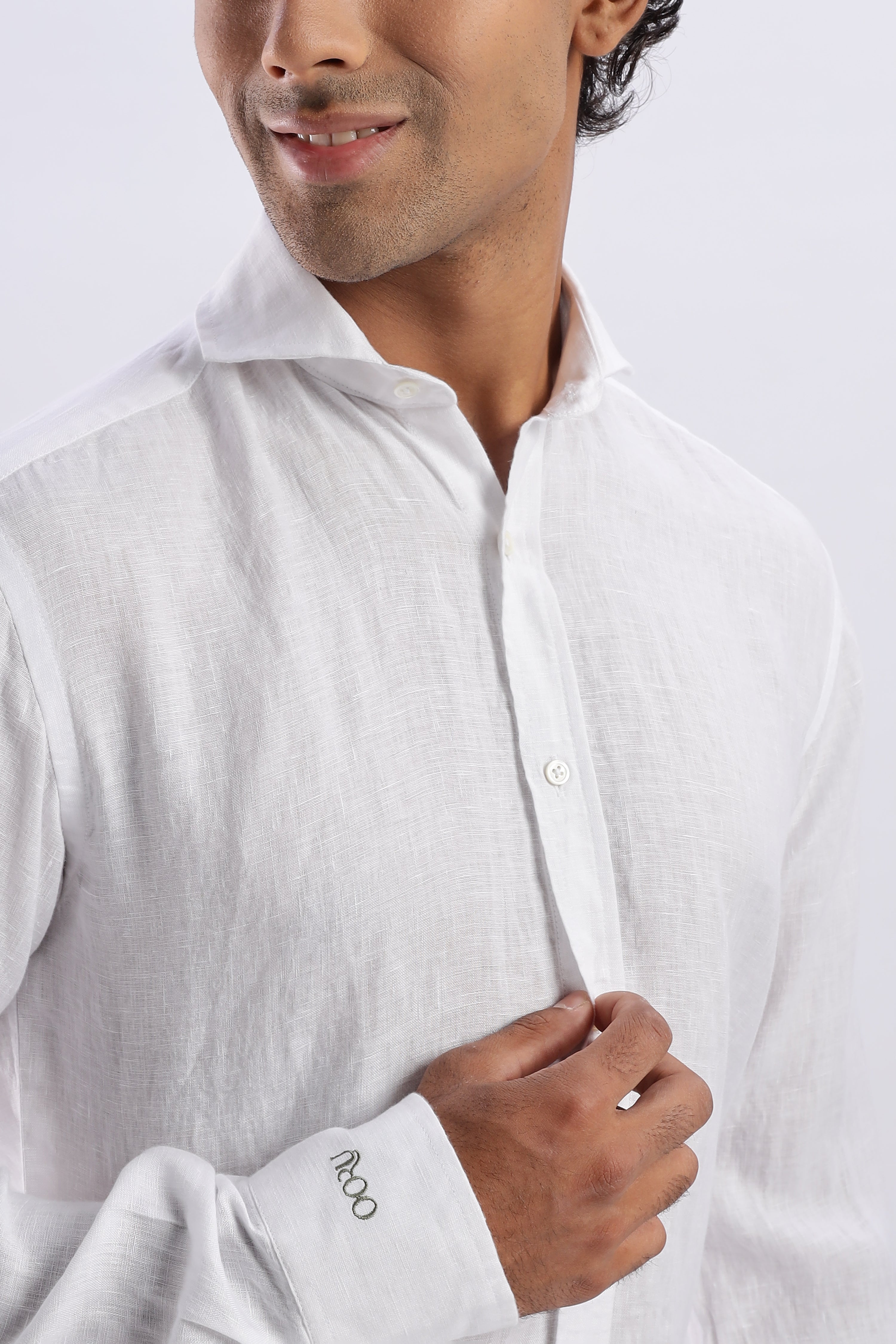 White/ ಬಿಳಿ Linen Shirt