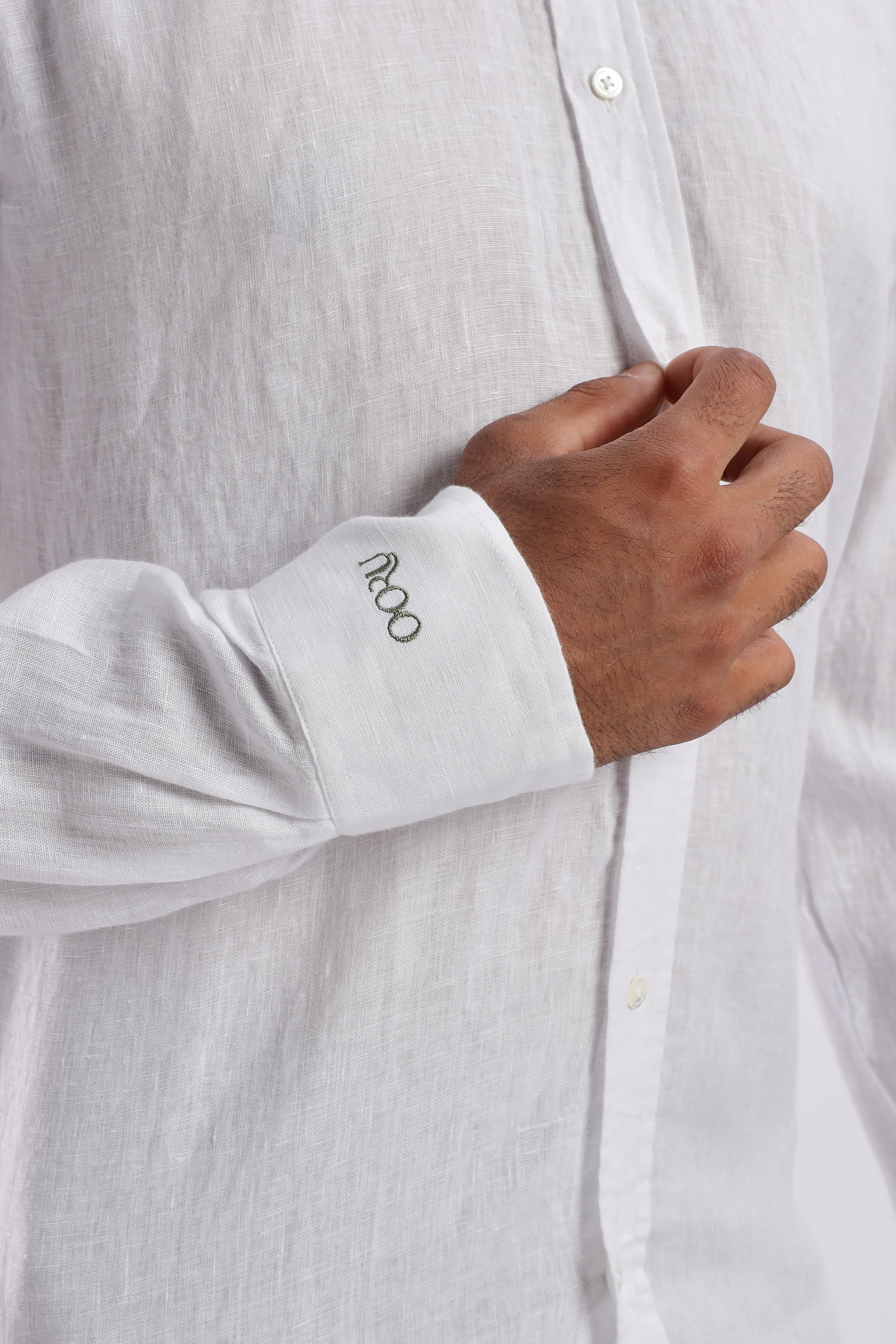 White/ ಬಿಳಿ Linen Shirt